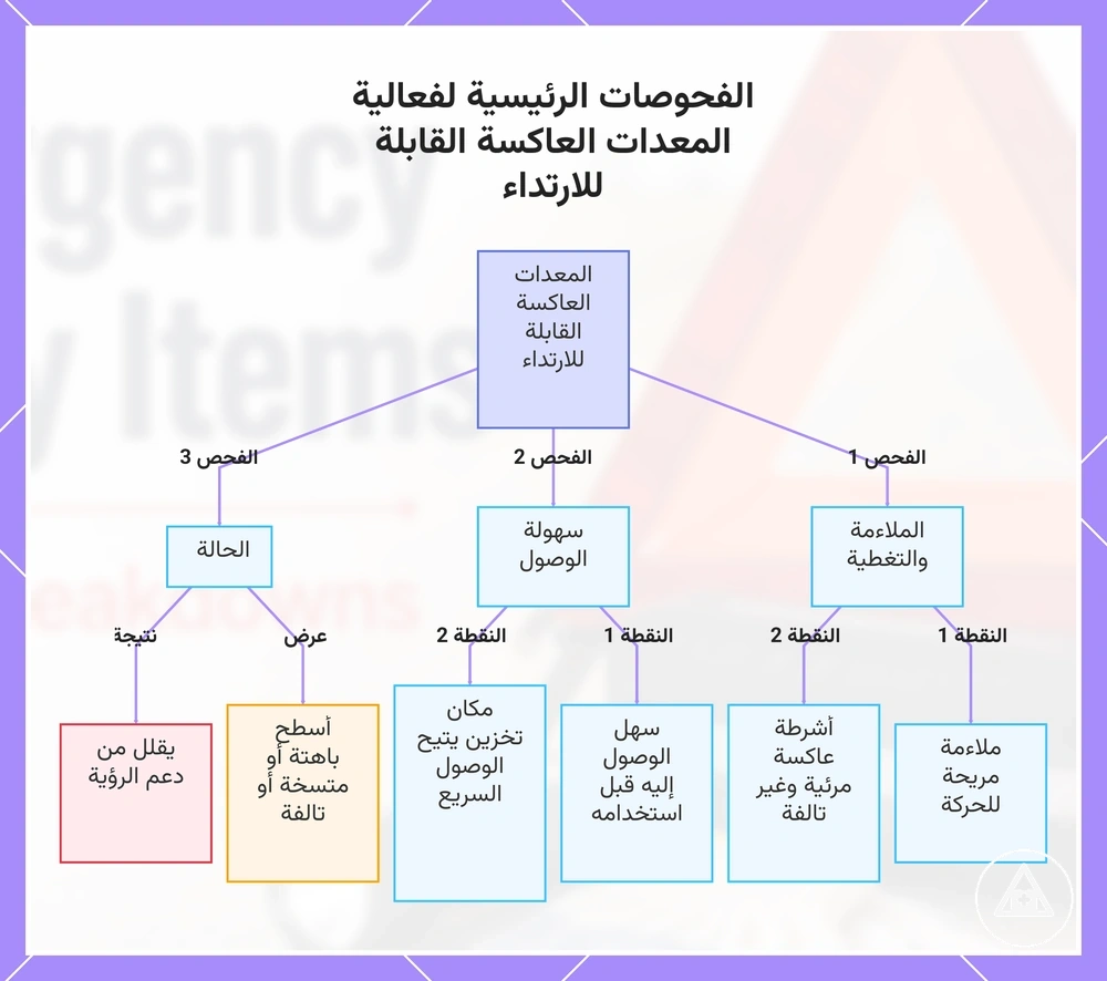 الفحوصات الرئيسية لفعالية المعدات العاكسة القابلة للارتداء
