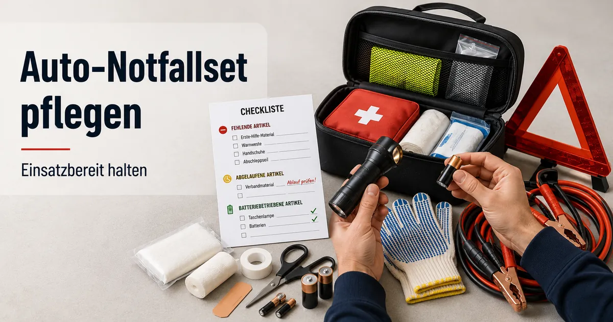 Auto-Notfallset wird auf fehlende, abgelaufene und batteriebetriebene Artikel geprüft