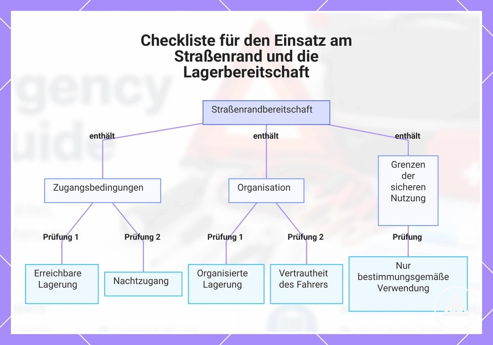Checkliste für den Einsatz am Straßenrand und die Lagerbereitschaft
