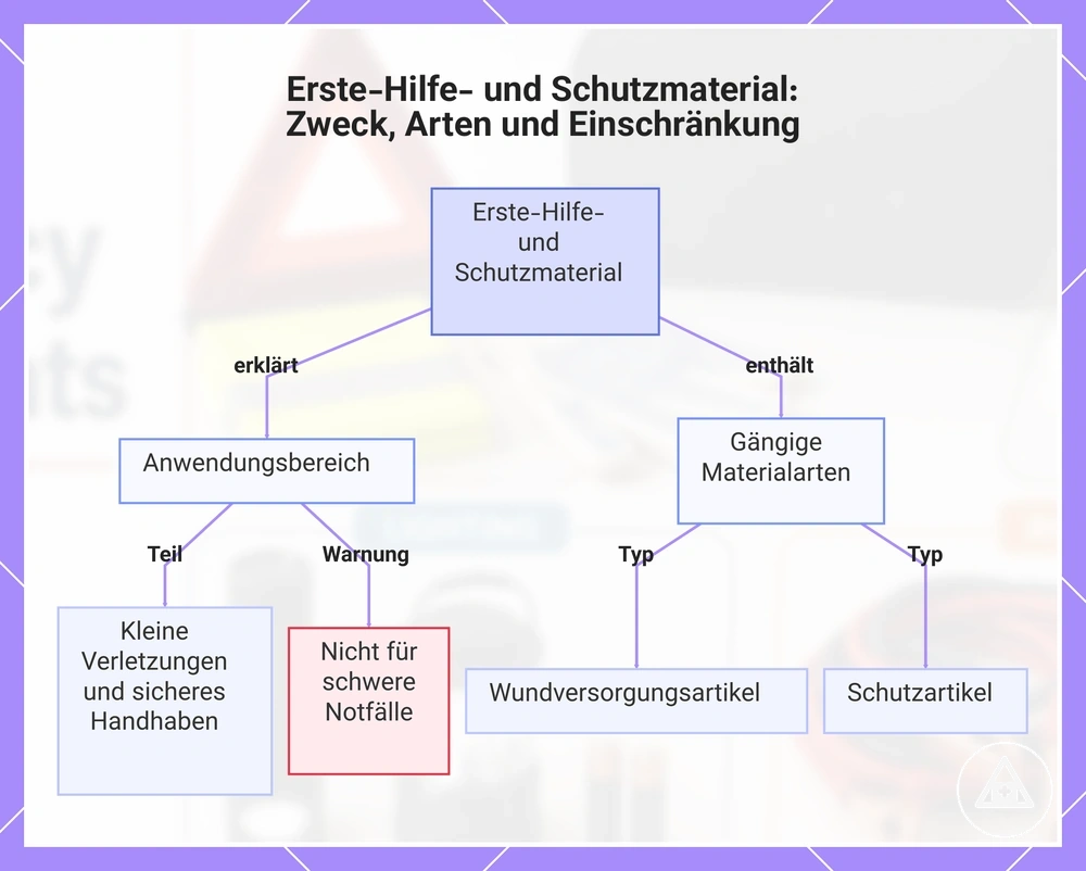 Erste-Hilfe- und Schutzmaterial: Zweck, Arten und Einschränkung