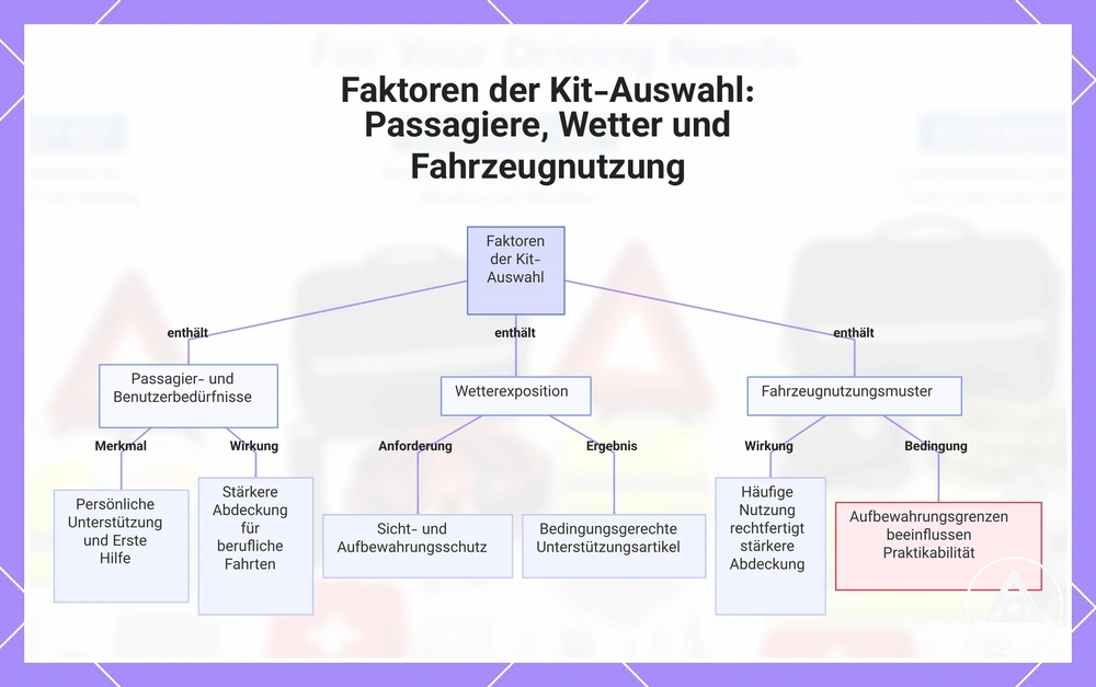 Faktoren der Kit-Auswahl: Passagiere, Wetter und Fahrzeugnutzung