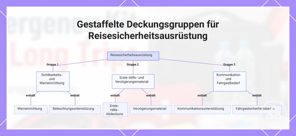 Gestaffelte Deckungsgruppen für Reisesicherheitsausrüstung