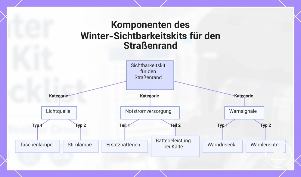 Komponenten des Winter-Sichtbarkeitskits für den Straßenrand