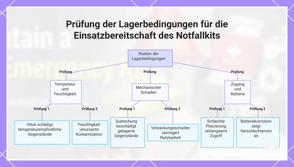Prüfung der Lagerbedingungen für die Einsatzbereitschaft des Notfallkits