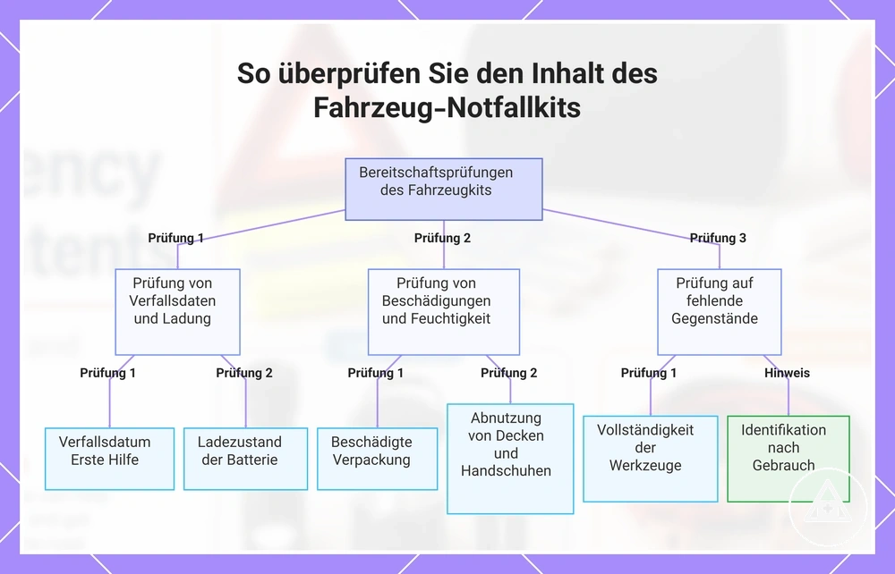 So überprüfen Sie den Inhalt des Fahrzeug-Notfallkits