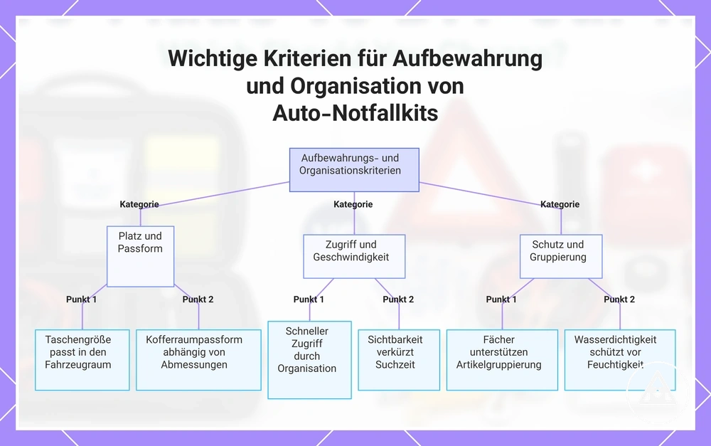 Wichtige Kriterien für Aufbewahrung und Organisation von Auto-Notfallkits