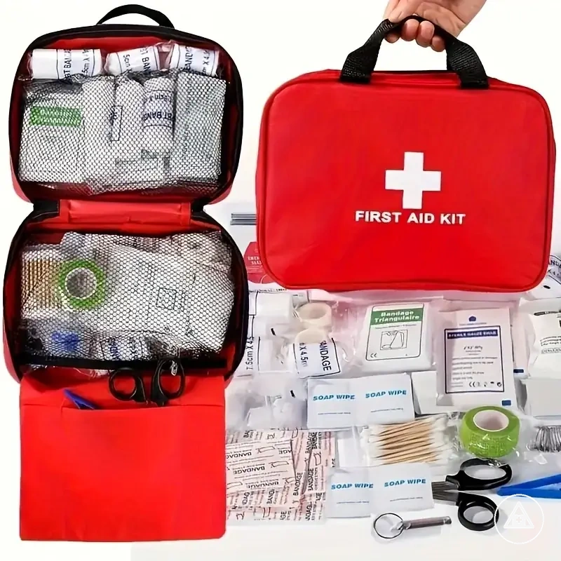 Compact trauma first aid kit for emergencies at home, in the car, during travel, outdoors, or camping