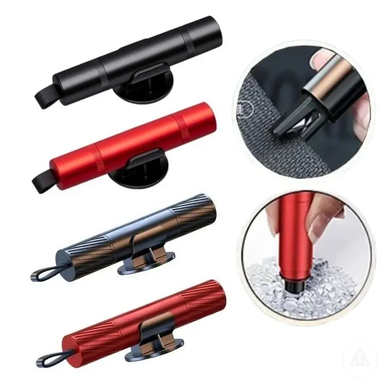 Compact 2-in-1 car safety hammer with window breaker and seat belt cutter