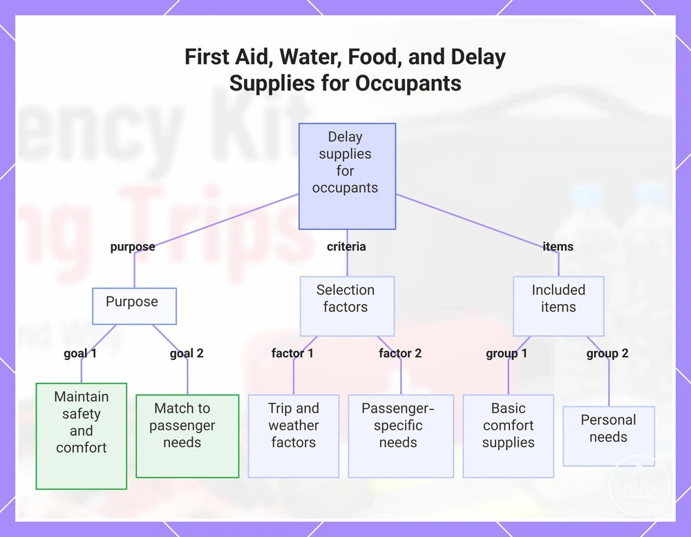 First Aid, Water, Food, and Delay Supplies for Occupants