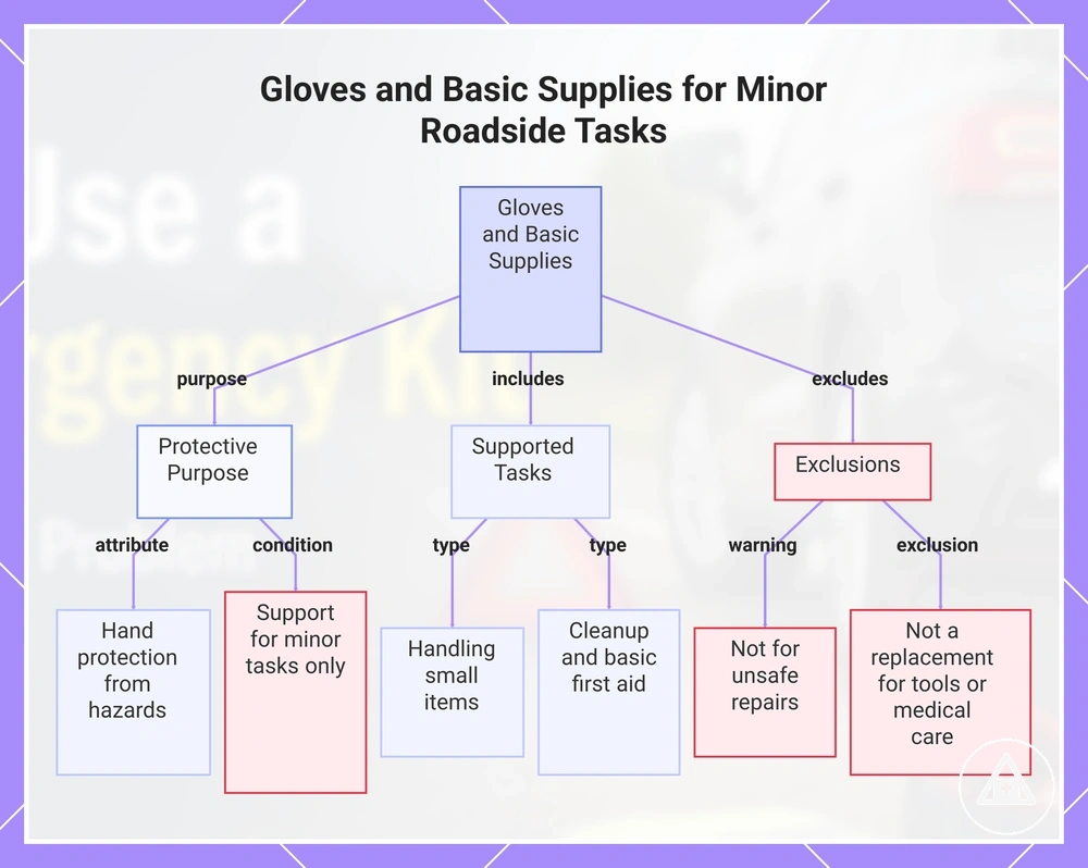 Gloves and Basic Supplies for Minor Roadside Tasks