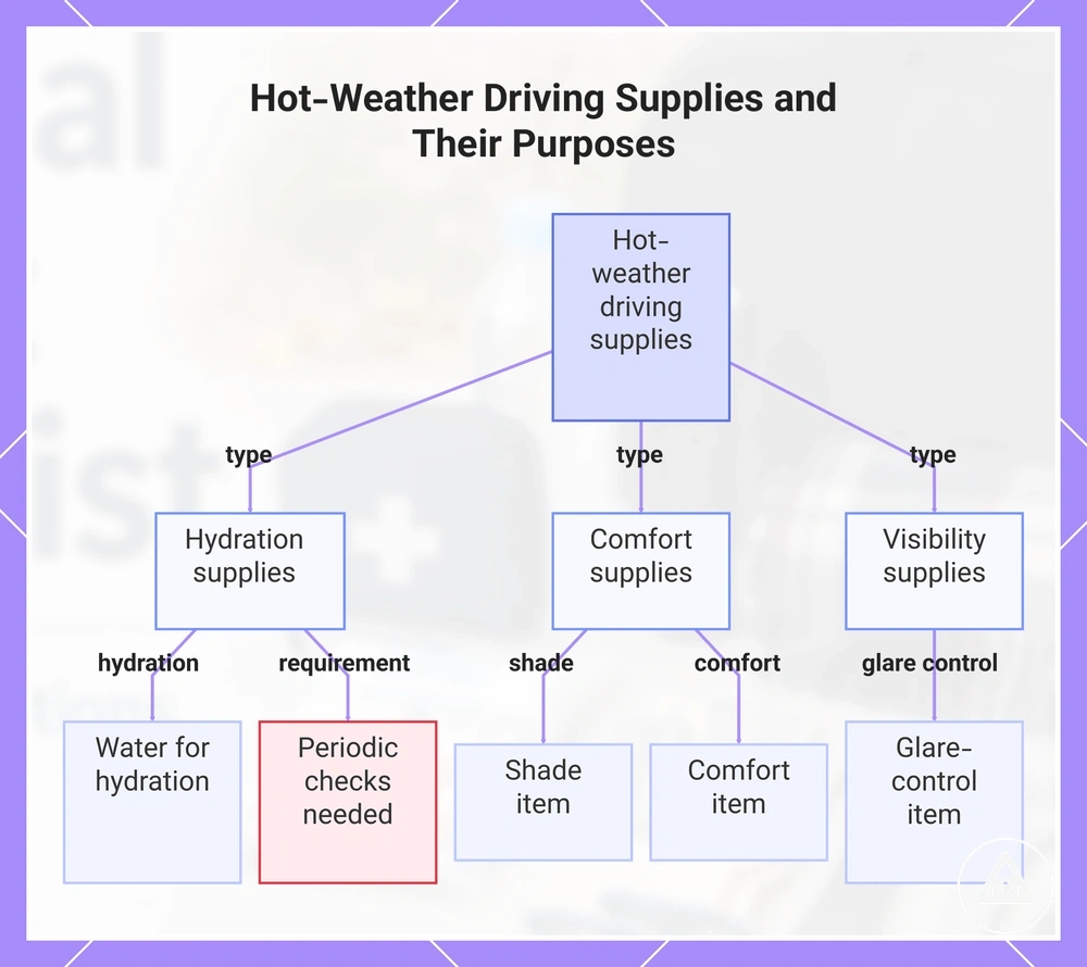 Hot-Weather Driving Supplies and Their Purposes