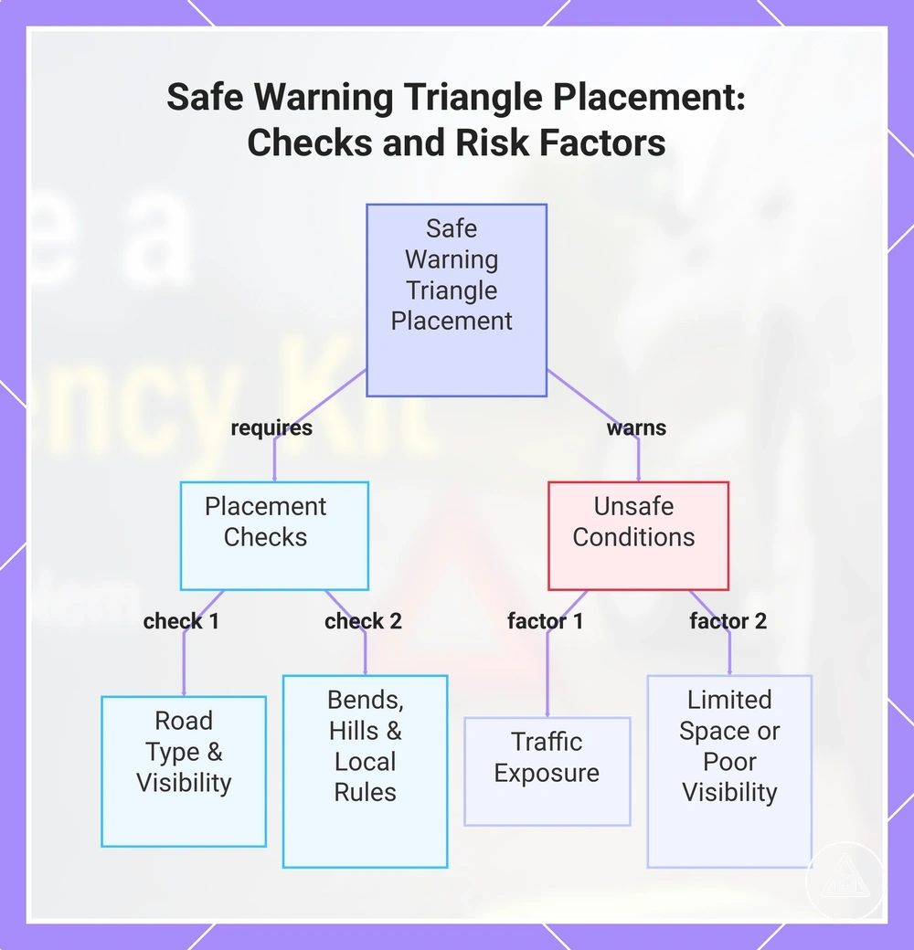 Safe Warning Triangle Placement: Checks and Risk Factors
