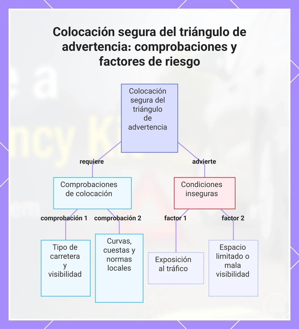 Colocación segura del triángulo de advertencia: comprobaciones y factores de riesgo