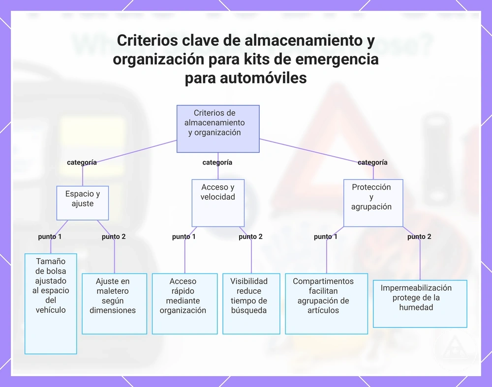 Criterios clave de almacenamiento y organización para kits de emergencia para automóviles