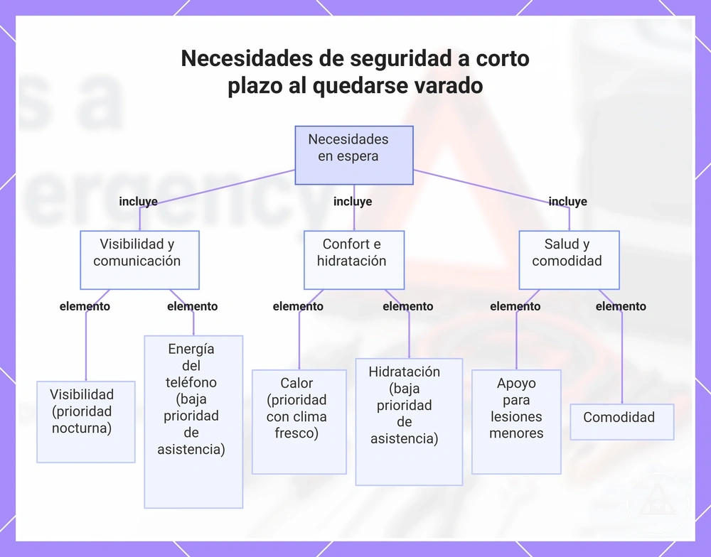 Necesidades de seguridad a corto plazo al quedarse varado