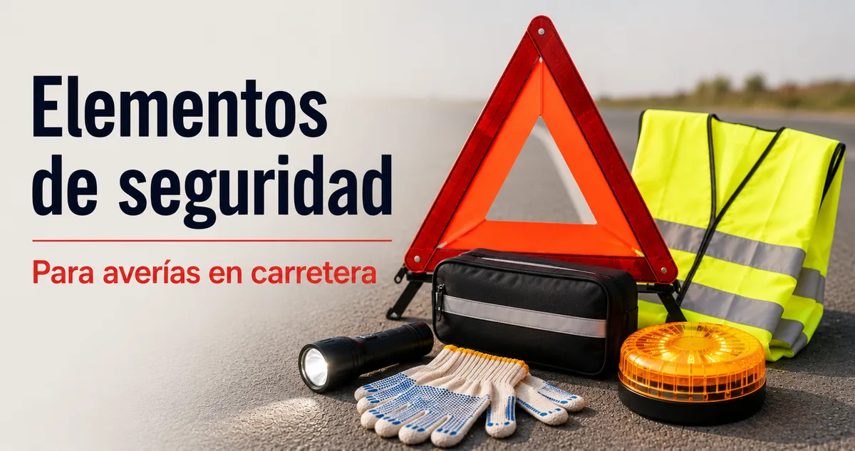 Elementos de seguridad en carretera para un kit de emergencia de coche, con visibilidad y señalización