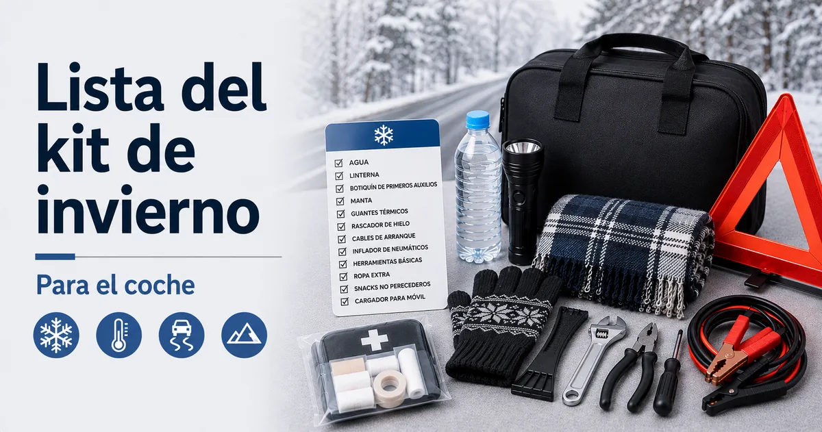 Kit de emergencia para coche en invierno con suministros para frío, guantes, manta y elementos de seguridad vial