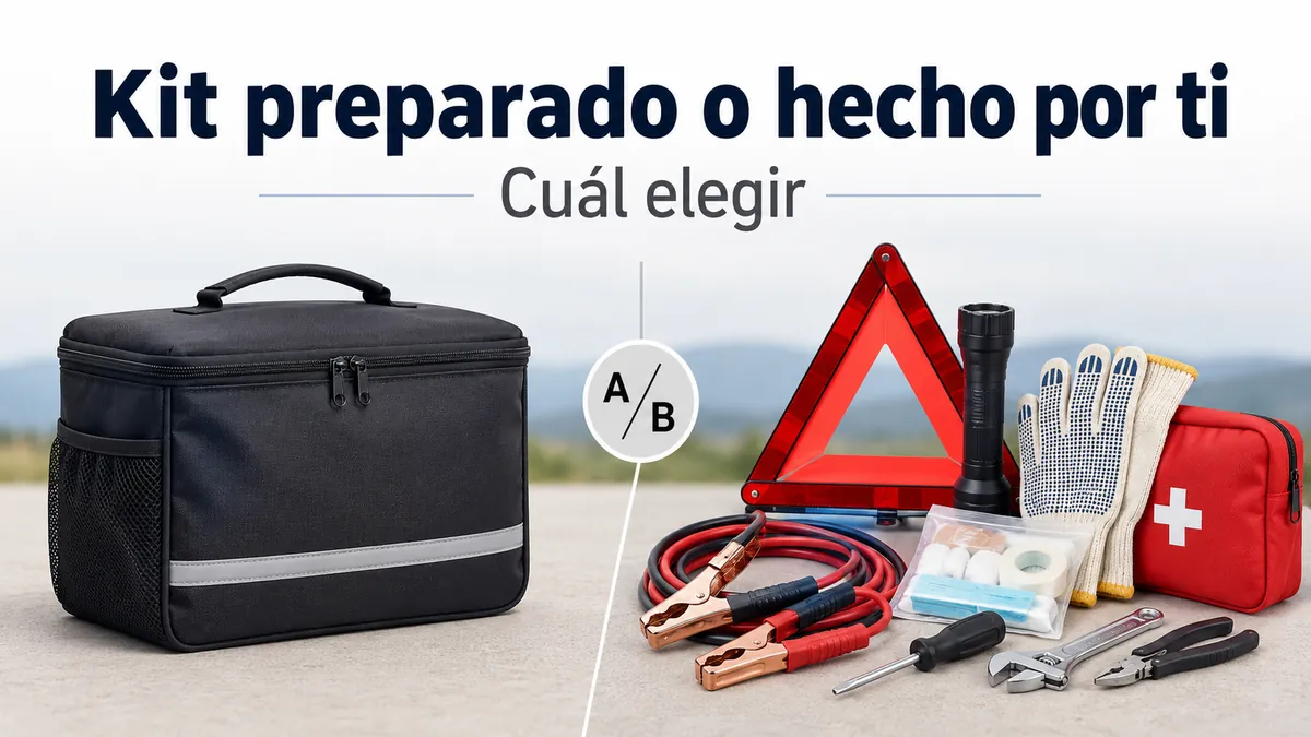 Kit de emergencia para coche preparado junto a suministros separados para montar uno por cuenta propia