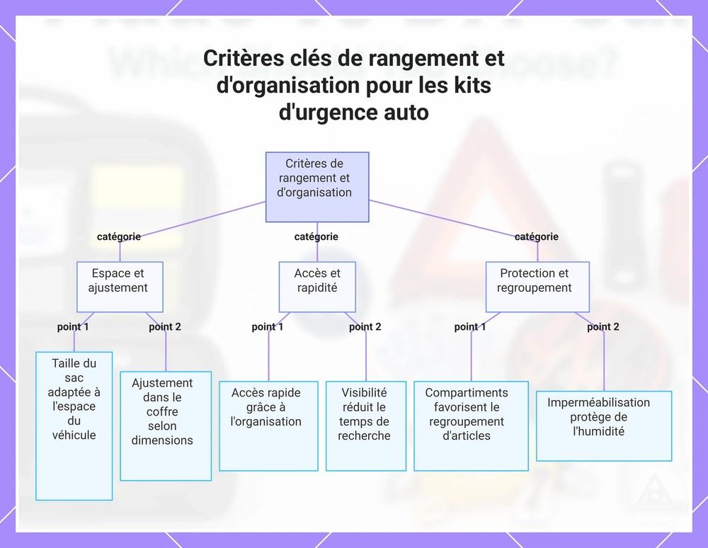 Critères clés de rangement et d'organisation pour les kits d'urgence auto