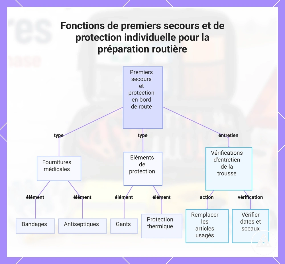 Fonctions de premiers secours et de protection individuelle pour la préparation routière