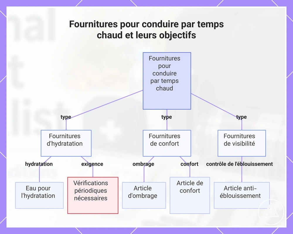 Fournitures pour conduire par temps chaud et leurs objectifs