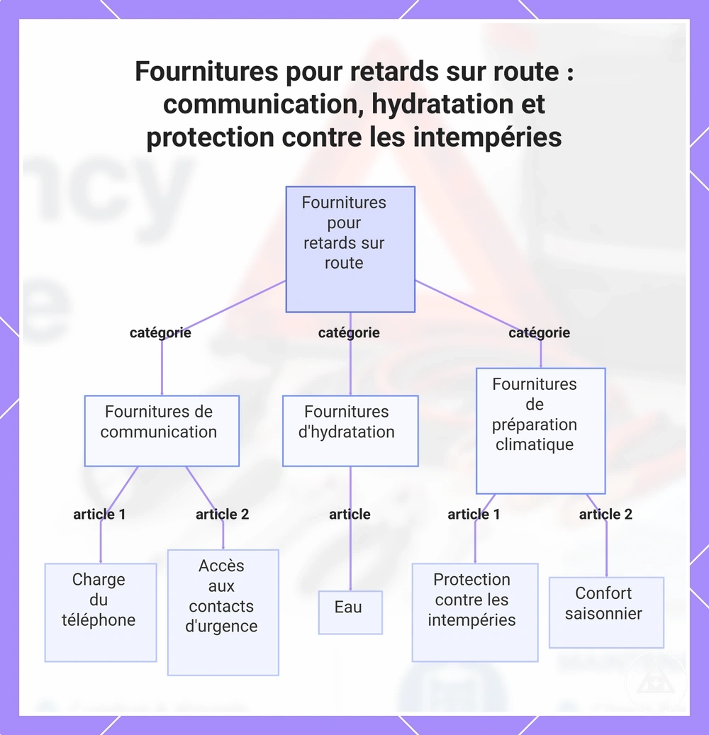 Fournitures pour retards sur route : communication, hydratation et protection contre les intempéries