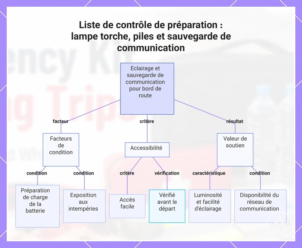 Liste de contrôle de préparation : lampe torche, piles et sauvegarde de communication