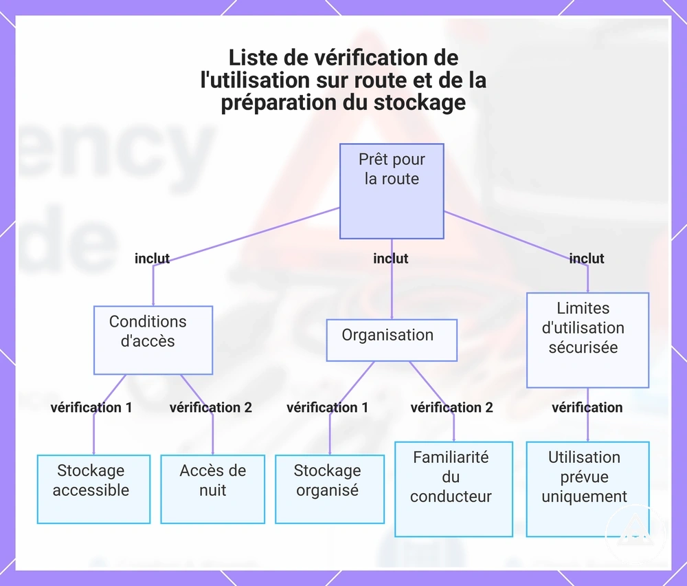 Liste de vérification de l'utilisation sur route et de la préparation du stockage