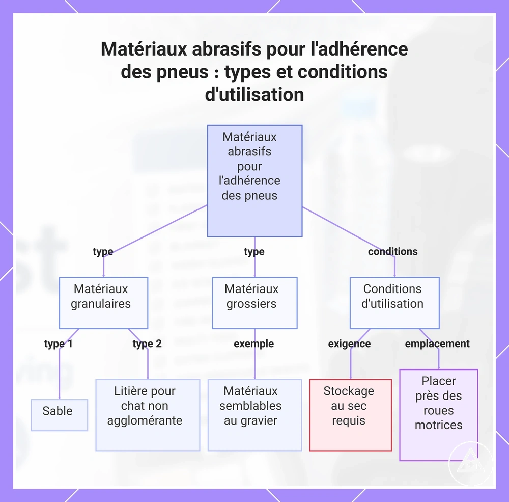 Matériaux abrasifs pour l'adhérence des pneus : types et conditions d'utilisation