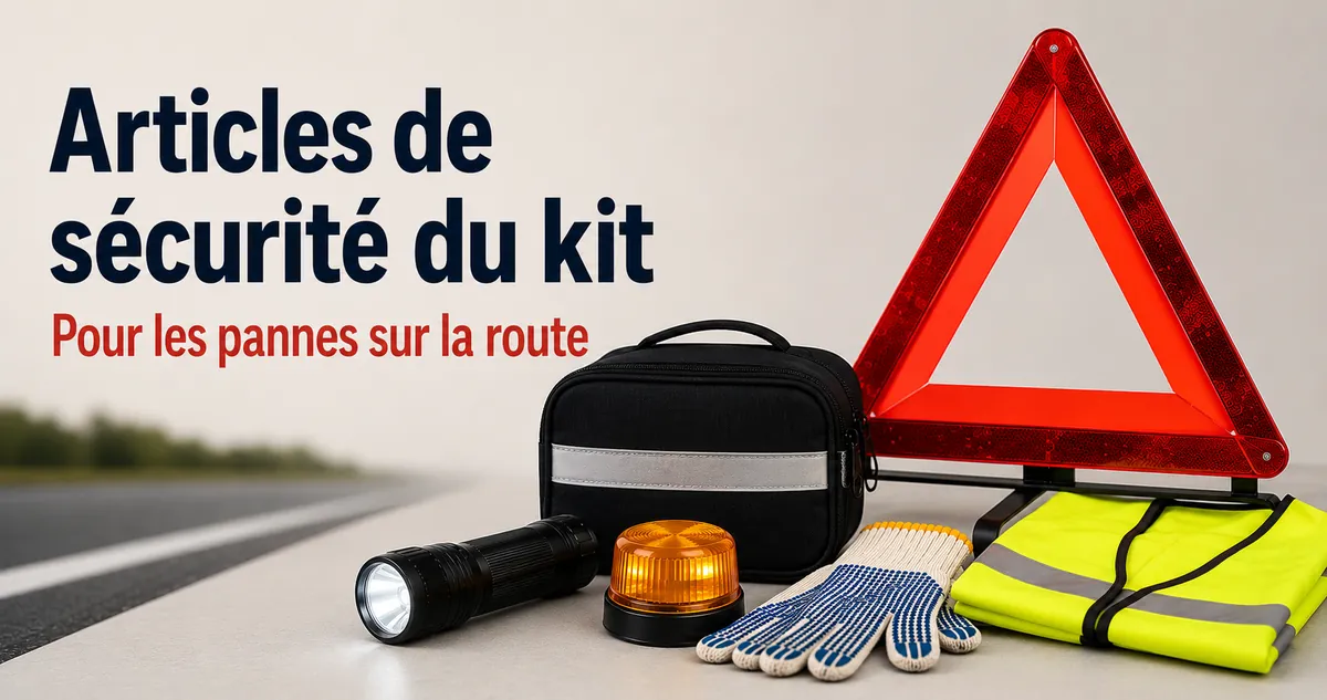 Articles de sécurité pour un kit d’urgence voiture avec équipement de visibilité et de signalisation