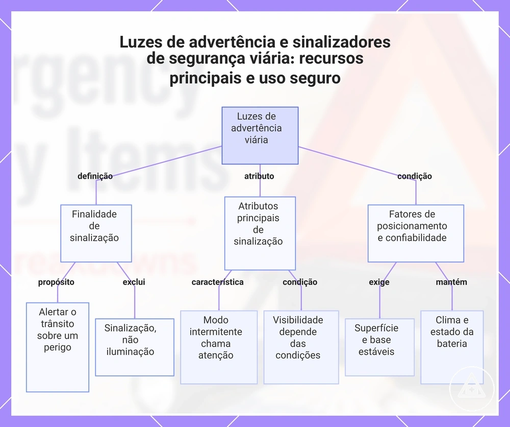 Luzes de advertência e sinalizadores de segurança viária: recursos principais e uso seguro