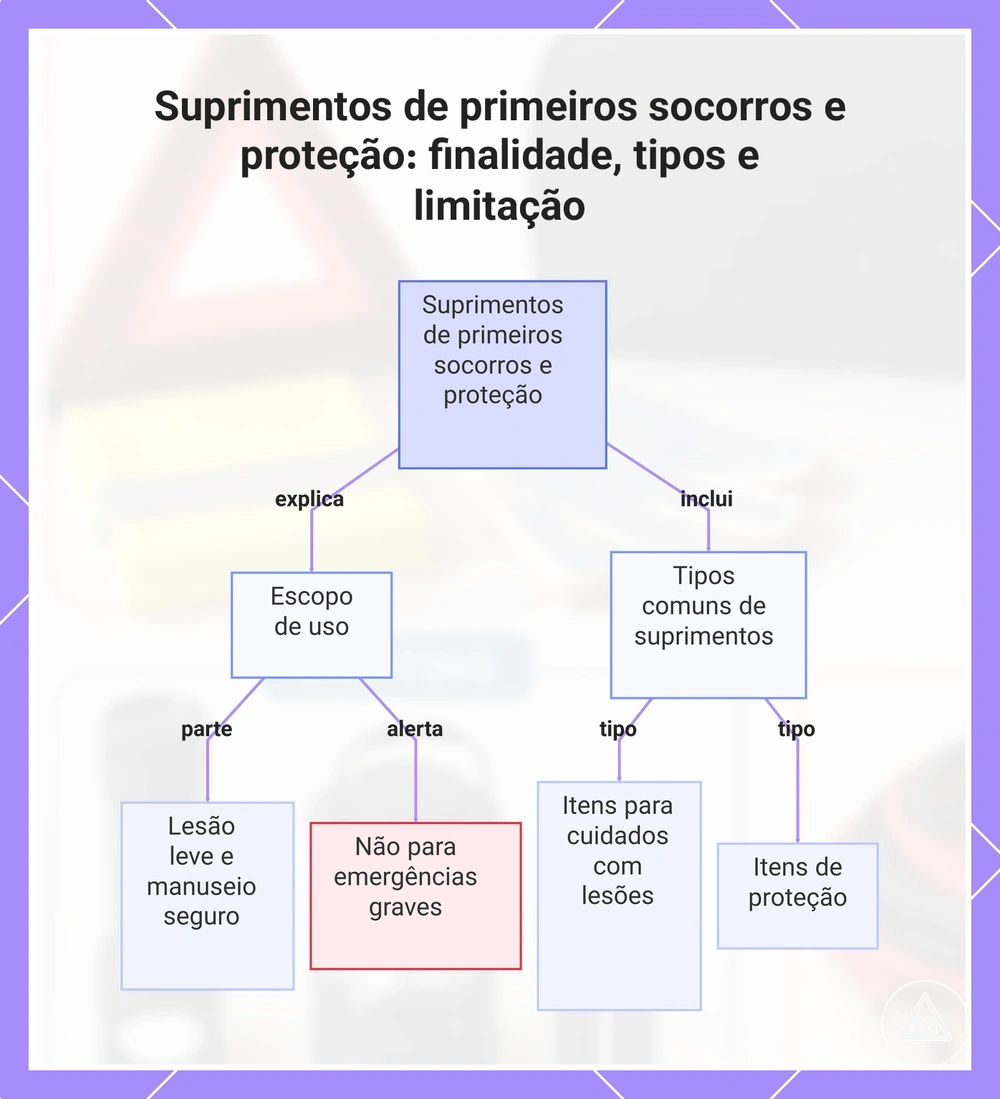 Suprimentos de primeiros socorros e proteção: finalidade, tipos e limitação