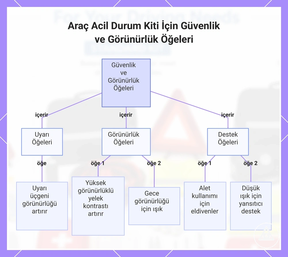 Araç Acil Durum Kiti İçin Güvenlik ve Görünürlük Öğeleri