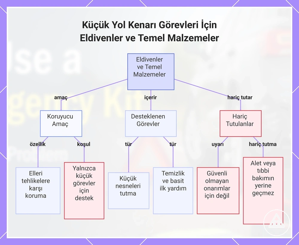 Küçük Yol Kenarı Görevleri İçin Eldivenler ve Temel Malzemeler